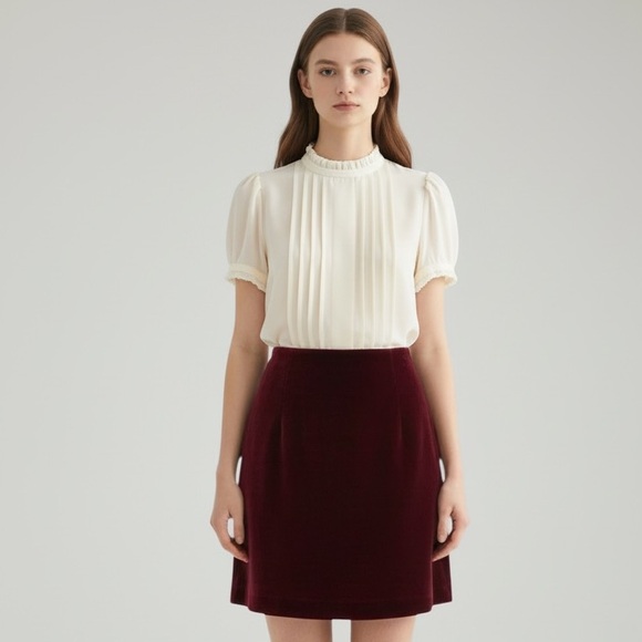 Dresses & Skirts - Vintage 50s ivory-cream feminine pleated button back blouse. Peter Pan collar